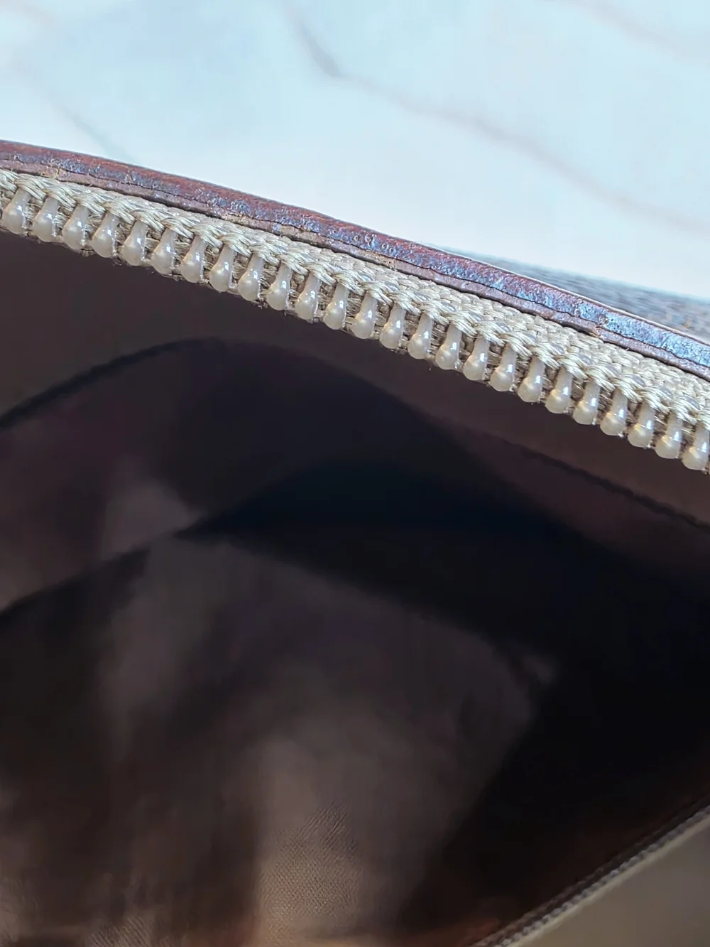 Celine Brown Macadam Canvas Satchel with Tan Leather Trim - Picture 11 of 15